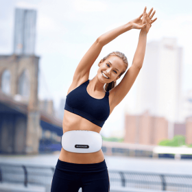 Stone Abdominal Massager - Dual Rotating Heads with 6 Red Lights, 5 Modes 3 Speeds 3 Heat Settings, 2500mAh Rechargeable