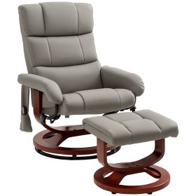 Massage Recliner Chair with Ottoman, Swivel Recliner and Footrest, Faux Leather Reclining Chair with Remote Control