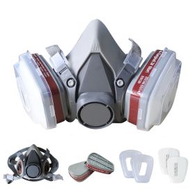 7in1 Half Face Gas Mask Facepiece Spray Painting Respirator Reusable Safety Suit For 6200 With Filter Chemical And Other Work Protection (Option: Half Face Mask)