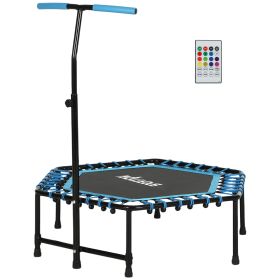 45" Rebounder Trampoline for Adults, Quiet Bungee Rebounder with LED Lights and Adjustable Handle, Blue (Option: Blue-950x410x85 mm)