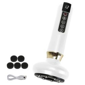 1Pc Anti Cellulite Massager Handheld Vacuum Suction Cupping Kit Beauty Tool With 12 Suction Mode 12 Heating 20Mins Auto-Off One-Key Pressure Rele (Option: White)
