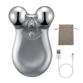 1Pc Micro-current Face Massager Rechargeable Face Neck Roller Intelligent Facial Massager With 5 Gears For Skin Tightening Skin Lifting Wrinkle R (Option: grey)