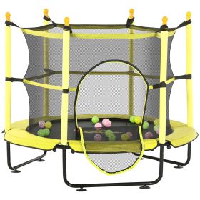 4.6' Trampoline for Kids with Safety Enclosure & Ball Pit, Yellow (Option: Yellow-1020x320x180 mm)