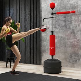 4-in-1 Boxing Punching Bag Stand With 2 Speedballs, 360Relax Bar, & PU-Wrapped Bag & Adjustable Height, Red (Option: Red 200x200x980 mm)
