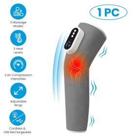 Cordless Leg Massager Air Compression Massager with Heat Thigh Knee Calf Massager with 3 Modes Adjustable Wrap for Pain Relief (Color: Grey)