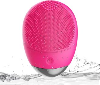 High Frequency Vibration Silicone Facial Cleansing Brush USB Rechargeable Electric Waterproof Silicone Facial Cleanser Thanksgiving Gift Christma (Option: Red)
