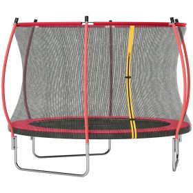10ft Outdoor Trampoline with Net Enclosure, Curved Poles and Safety Pad, ASTM Approved, Red (Option: Red-1600x460x170 mm)